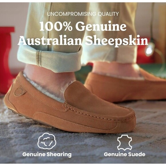 Fireside Dearfoams Men Hobart Shearling Closed Back Slipper Chestnut Sz11 Mrp110 main image 4